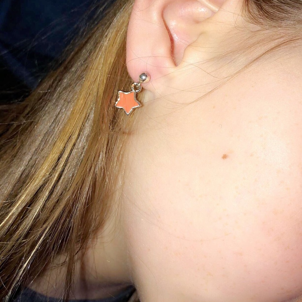 Purple or Coral Star Earrings